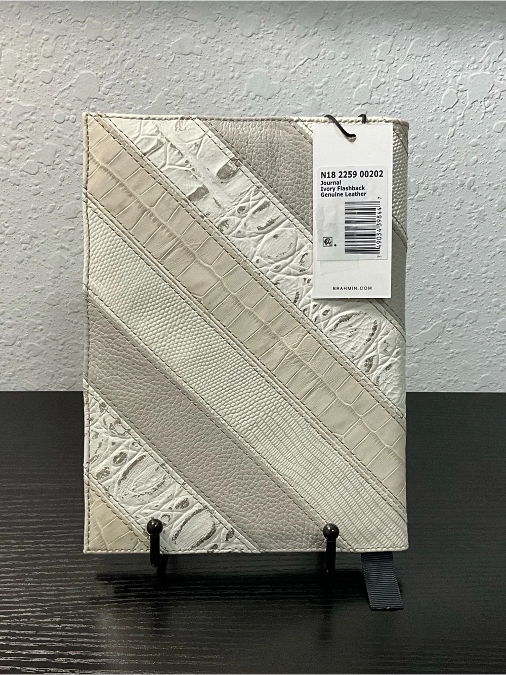 Brahmin Journal IVORY FLASHBACK Mixed Leather Stripe Pattern